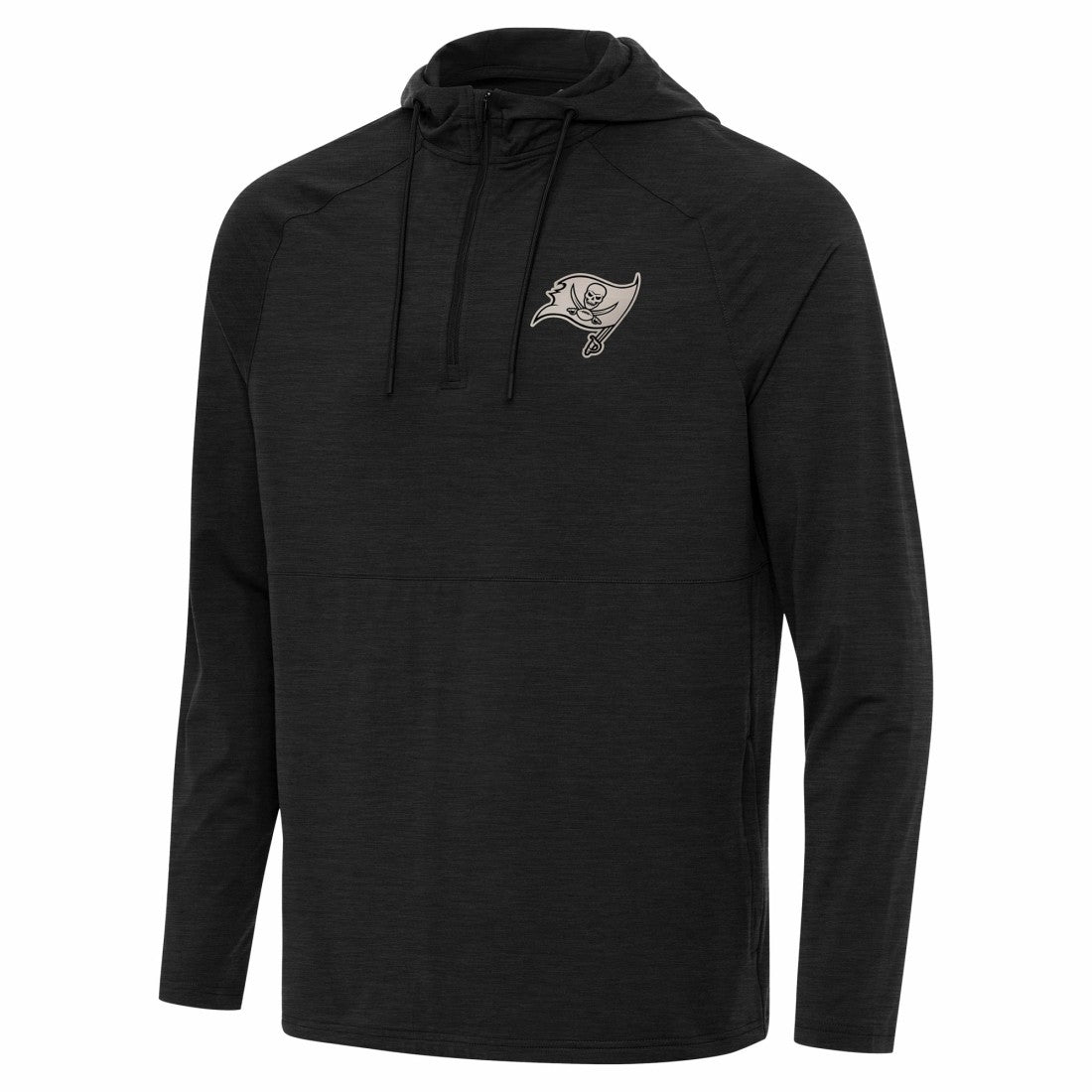 Tampa Bay Buccaneers Antigua Spikes Raglan Quarter-Zip Hoodie Heather Black