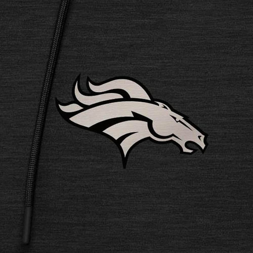 Denver Broncos Antigua Spikes Raglan Quarter-Zip Hoodie Heather Black