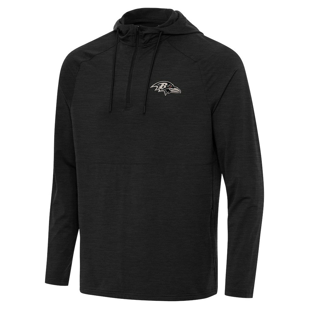 Baltimore Ravens Antigua Spikes Raglan Quarter-Zip Hoodie Heather Black