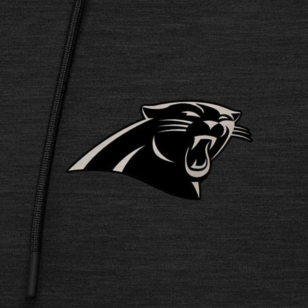 Carolina Panthers Antigua Spikes Raglan Quarter-Zip Hoodie Heather Black