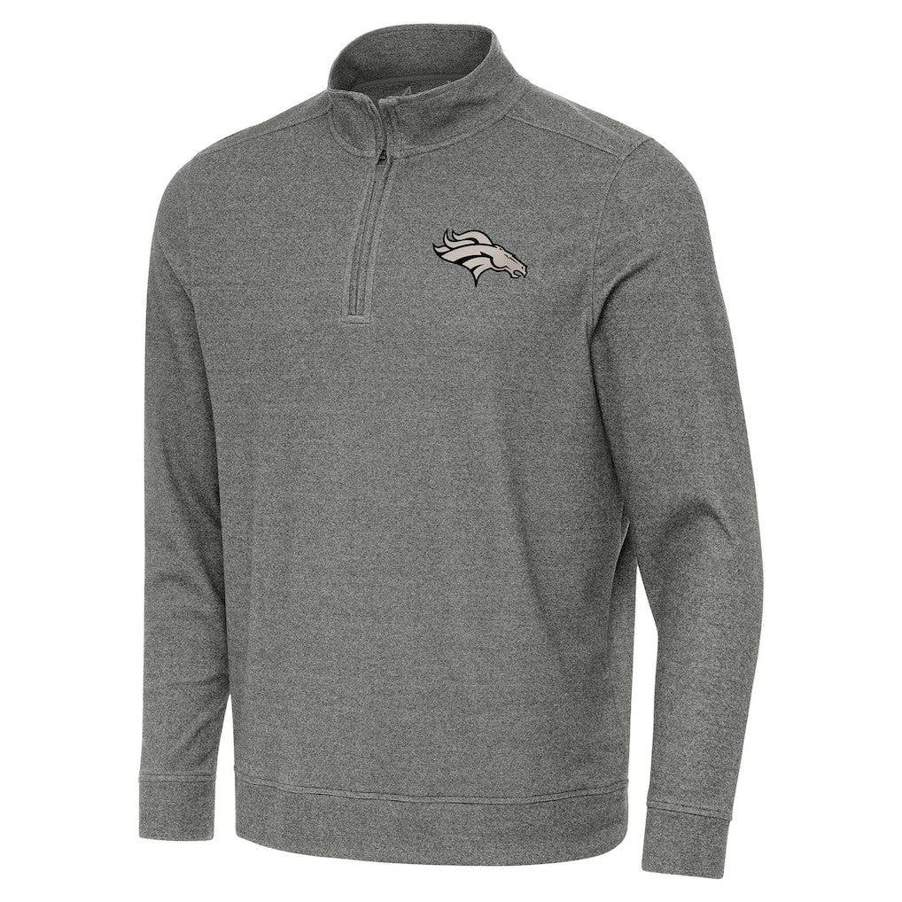 Denver Broncos Antigua Subtle Quarter-Zip Top Heather Black