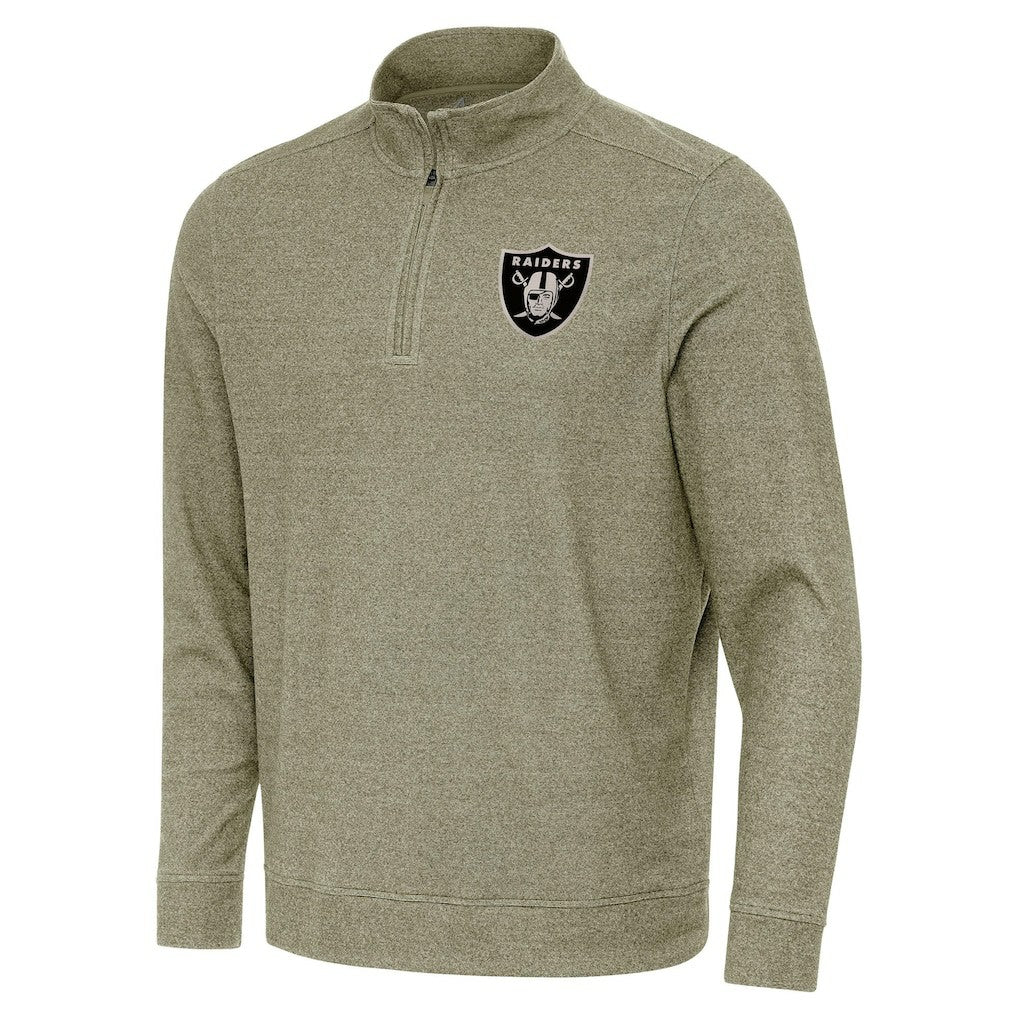 Las Vegas Raiders Antigua Subtle Quarter-Zip Top Heather Olive