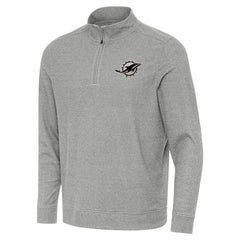 Miami Dolphins Antigua Subtle Quarter-Zip Top Heather Gray