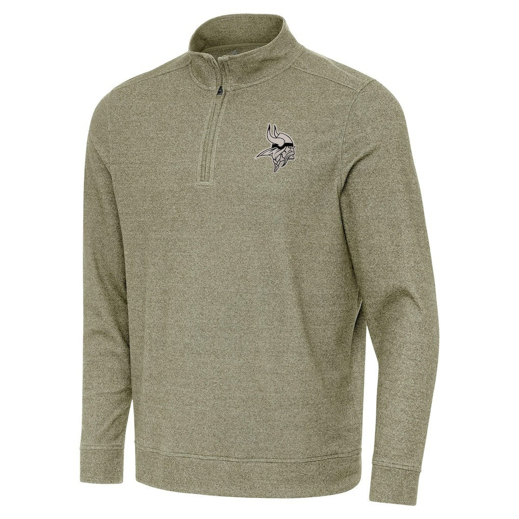 Minnesota Vikings Antigua Subtle Quarter-Zip Top Heather Olive