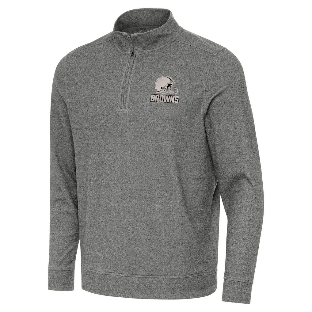 Cleveland Browns Antigua Subtle Quarter-Zip Top Heather Black