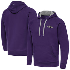 Baltimore Ravens Antigua Brushed Carbon Victory Pullover Hoodie Purple