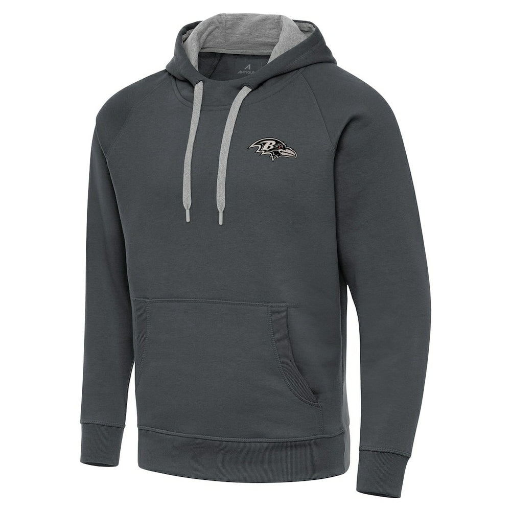 Baltimore Ravens Antigua Brushed Carbon Victory Pullover Hoodie Charcoal