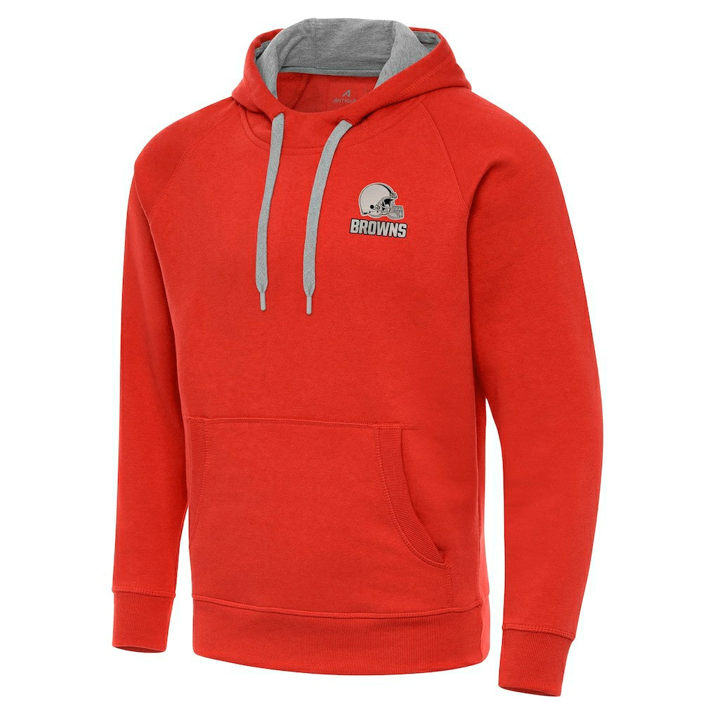 Cleveland Browns Antigua Brushed Carbon Victory Pullover Hoodie Orange