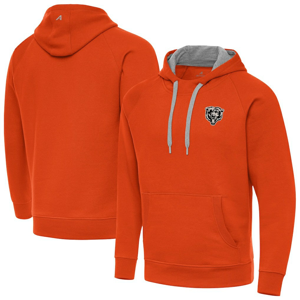 Chicago Bears Antigua Brushed Carbon Victory Pullover Hoodie Orange