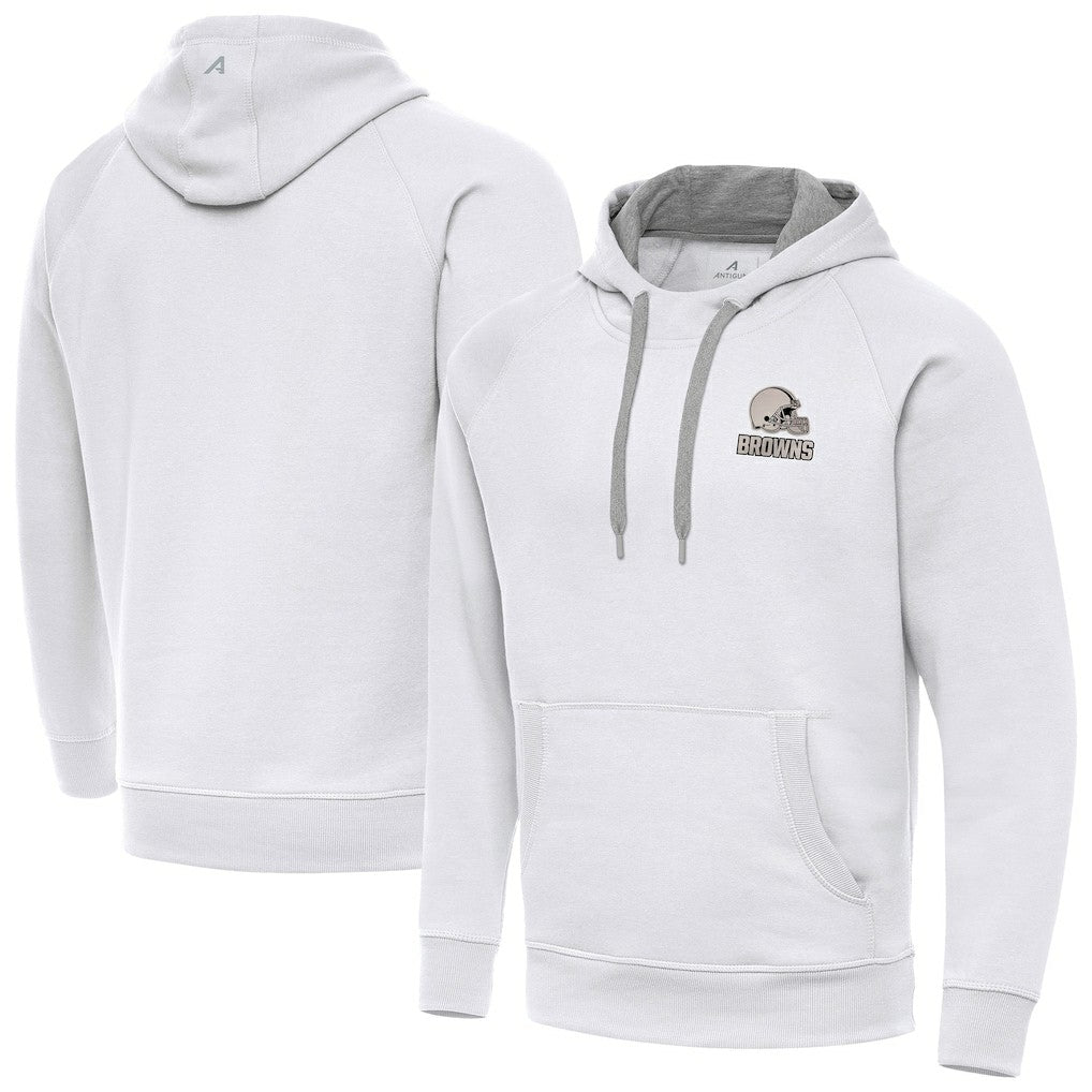 Cleveland Browns Antigua Brushed Carbon Victory Pullover Hoodie White
