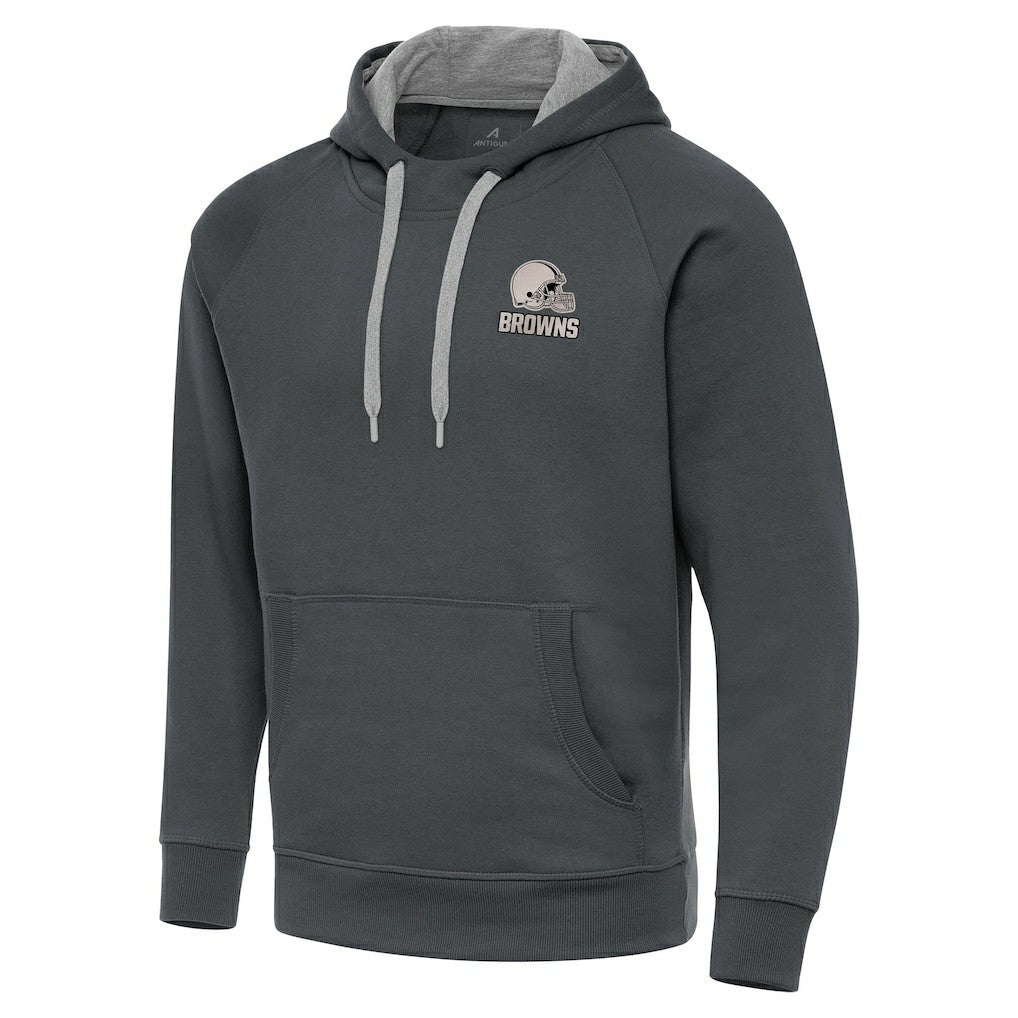 Cleveland Browns Antigua Brushed Carbon Victory Pullover Hoodie Charcoal
