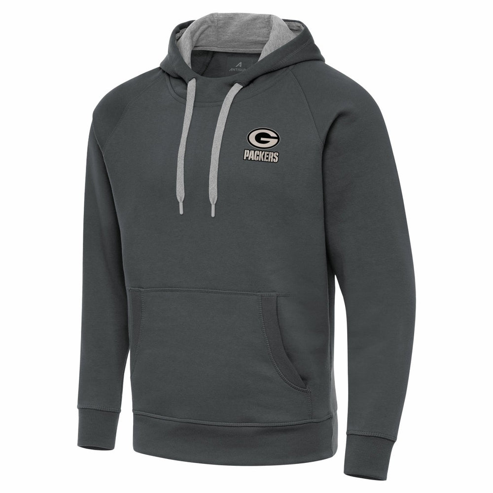 Green Bay Packers Antigua Brushed Carbon Victory Pullover Hoodie Charcoal