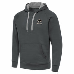 Green Bay Packers Antigua Brushed Carbon Victory Pullover Hoodie Charcoal