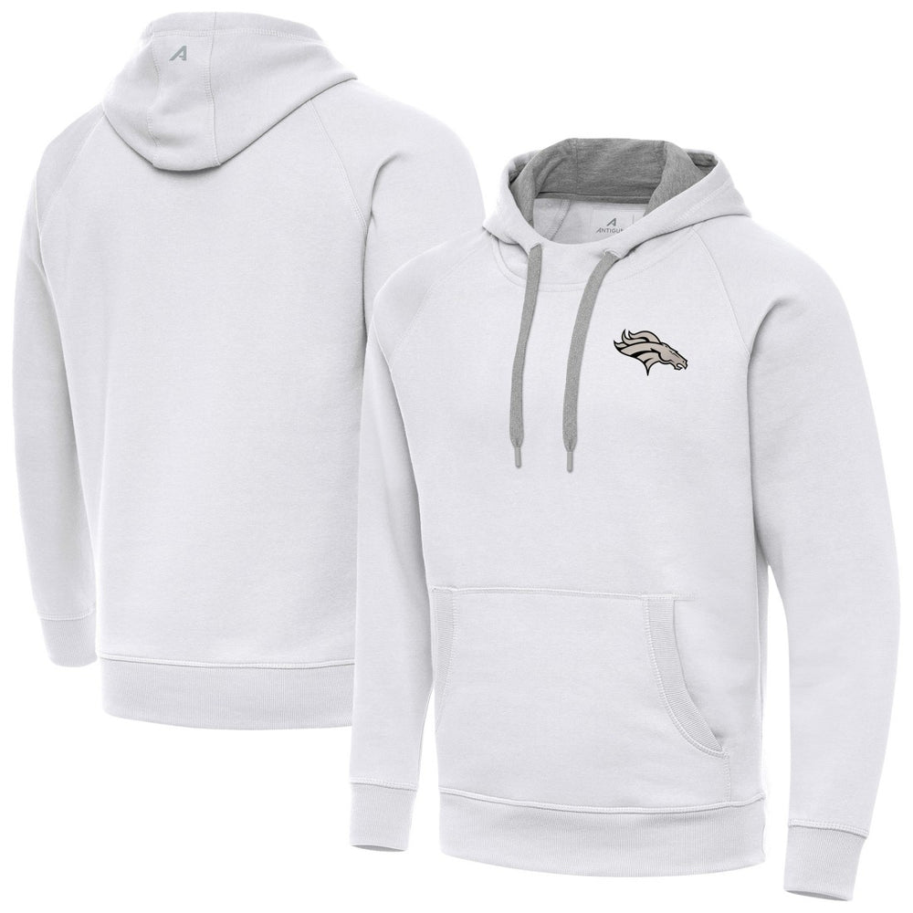 Denver Broncos Antigua Brushed Carbon Victory Pullover Hoodie White