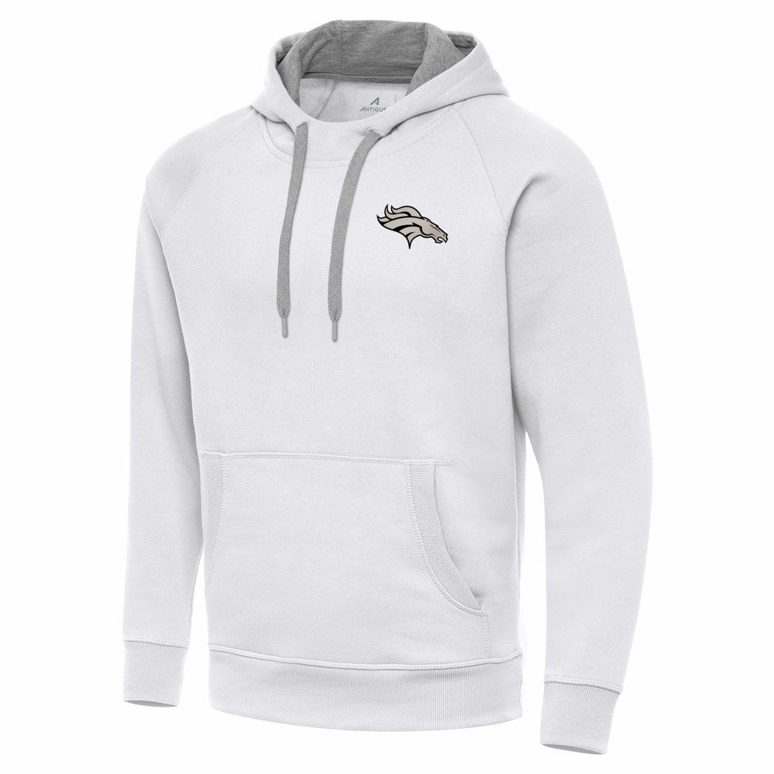 Denver Broncos Antigua Brushed Carbon Victory Pullover Hoodie White