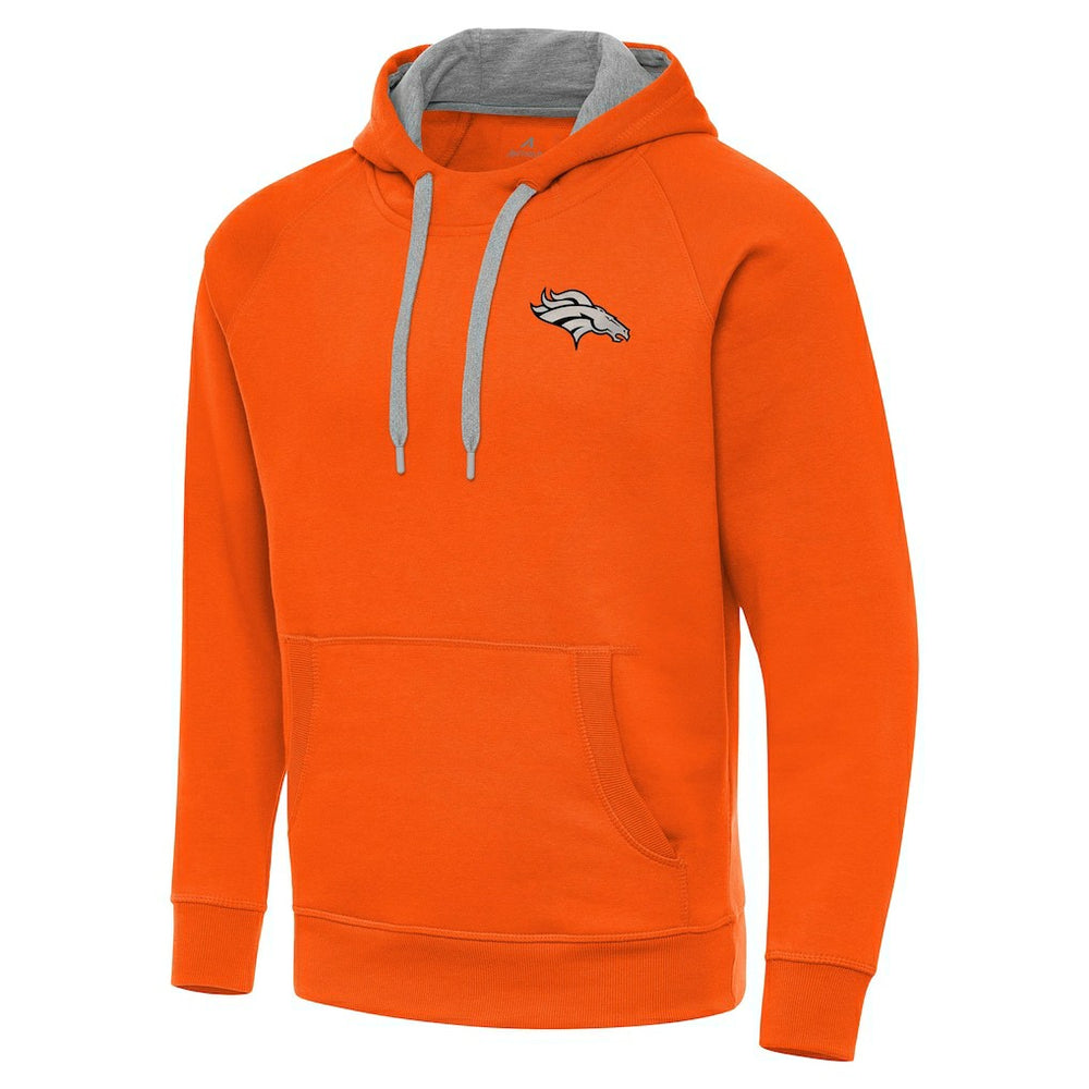 Denver Broncos Antigua Brushed Carbon Victory Pullover Hoodie Orange