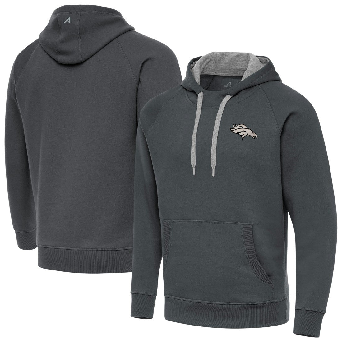 Denver Broncos Antigua Brushed Carbon Victory Pullover Hoodie Charcoal