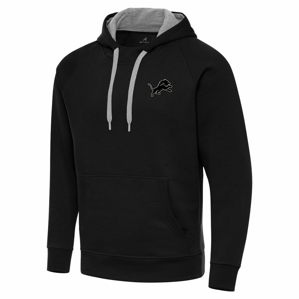 Detroit Lions Antigua Brushed Carbon Victory Pullover Hoodie Black