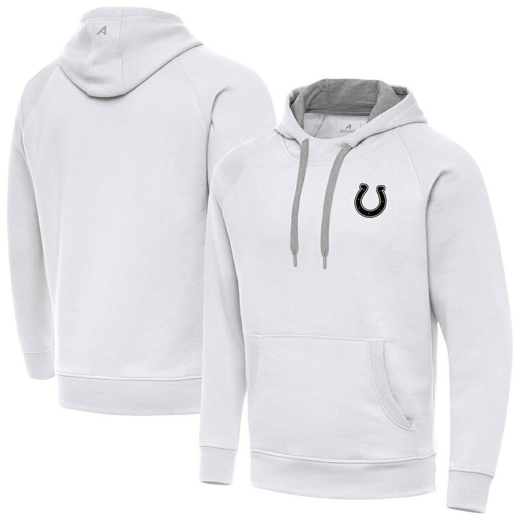 Indianapolis Colts Antigua Brushed Carbon Victory Pullover Hoodie White