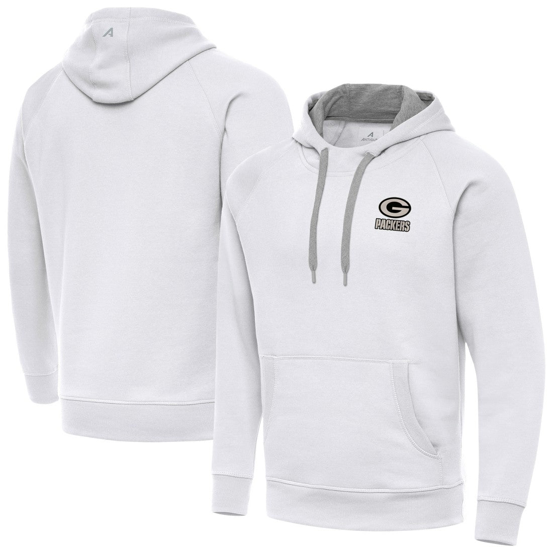 Green Bay Packers Antigua Brushed Carbon Victory Pullover Hoodie White