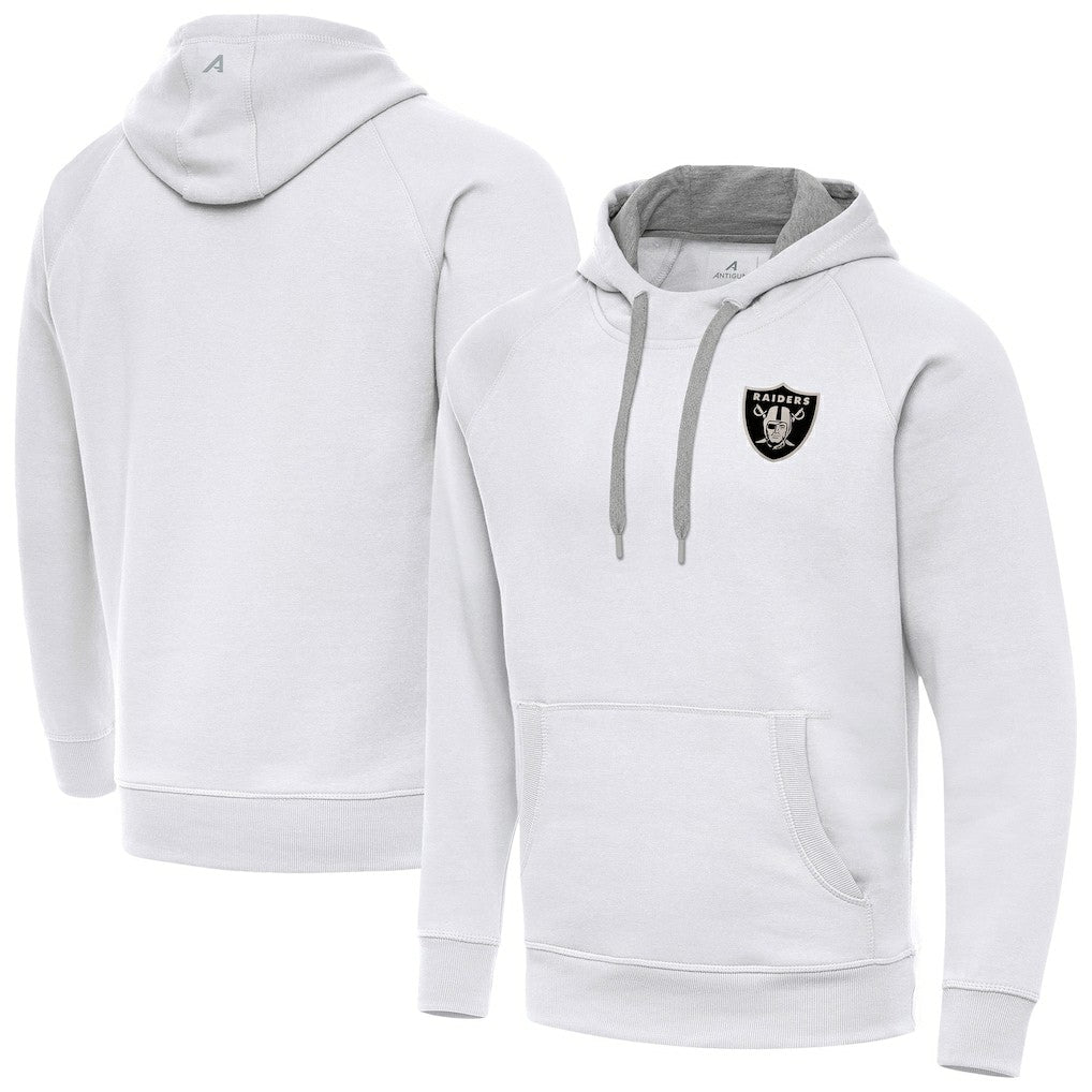 Las Vegas Raiders Antigua Brushed Carbon Victory Pullover Hoodie White