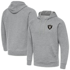 Las Vegas Raiders Antigua Brushed Carbon Victory Pullover Hoodie Heather Gray