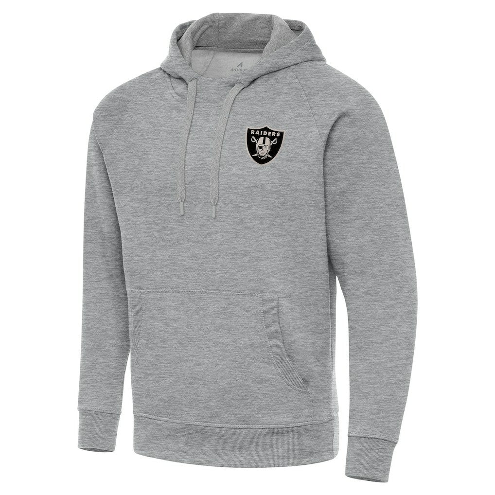 Las Vegas Raiders Antigua Brushed Carbon Victory Pullover Hoodie Heather Gray