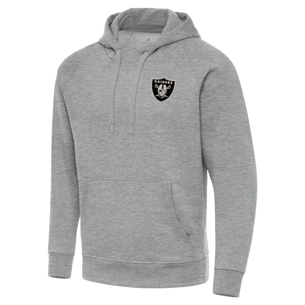 Las Vegas Raiders Antigua Brushed Carbon Victory Pullover Hoodie Heather Gray