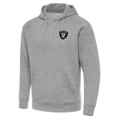 Las Vegas Raiders Antigua Brushed Carbon Victory Pullover Hoodie Heather Gray
