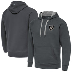 Las Vegas Raiders Antigua Brushed Carbon Victory Pullover Hoodie Charcoal