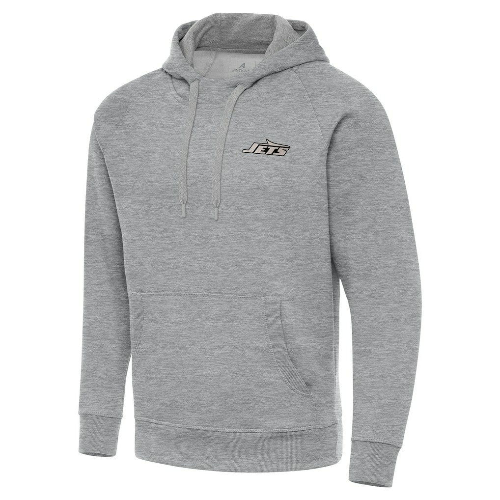 New York Jets Antigua Brushed Carbon Victory Pullover Hoodie Heather Gray