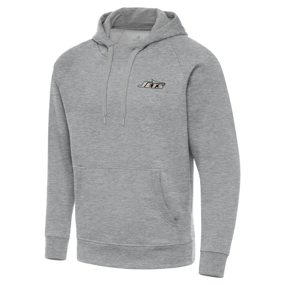 New York Jets Antigua Brushed Carbon Victory Pullover Hoodie Heather Gray