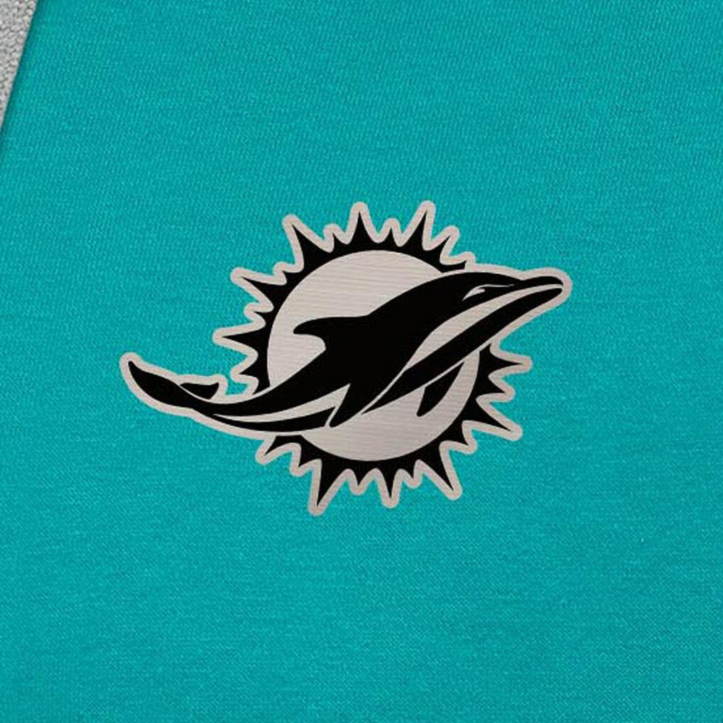 Miami Dolphins Antigua Brushed Carbon Victory Pullover Hoodie Aqua