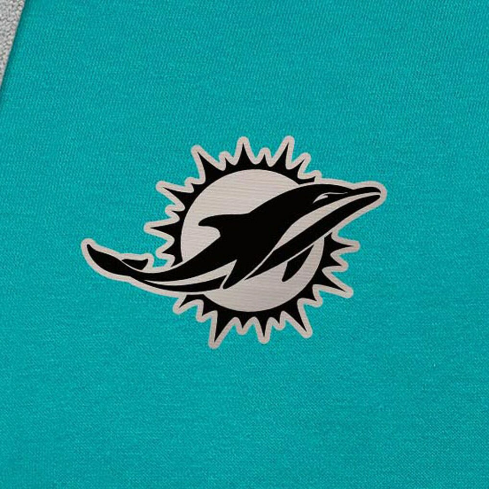 Miami Dolphins Antigua Brushed Carbon Victory Pullover Hoodie Aqua