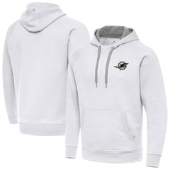 Miami Dolphins Antigua Brushed Carbon Victory Pullover Hoodie White