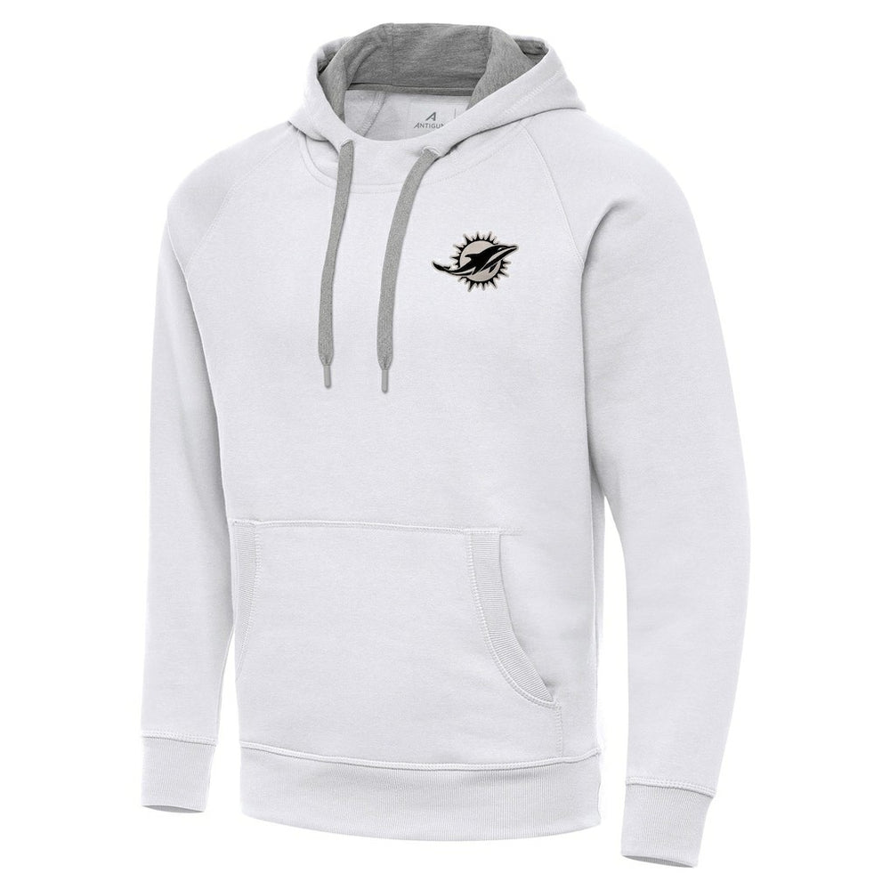 Miami Dolphins Antigua Brushed Carbon Victory Pullover Hoodie White