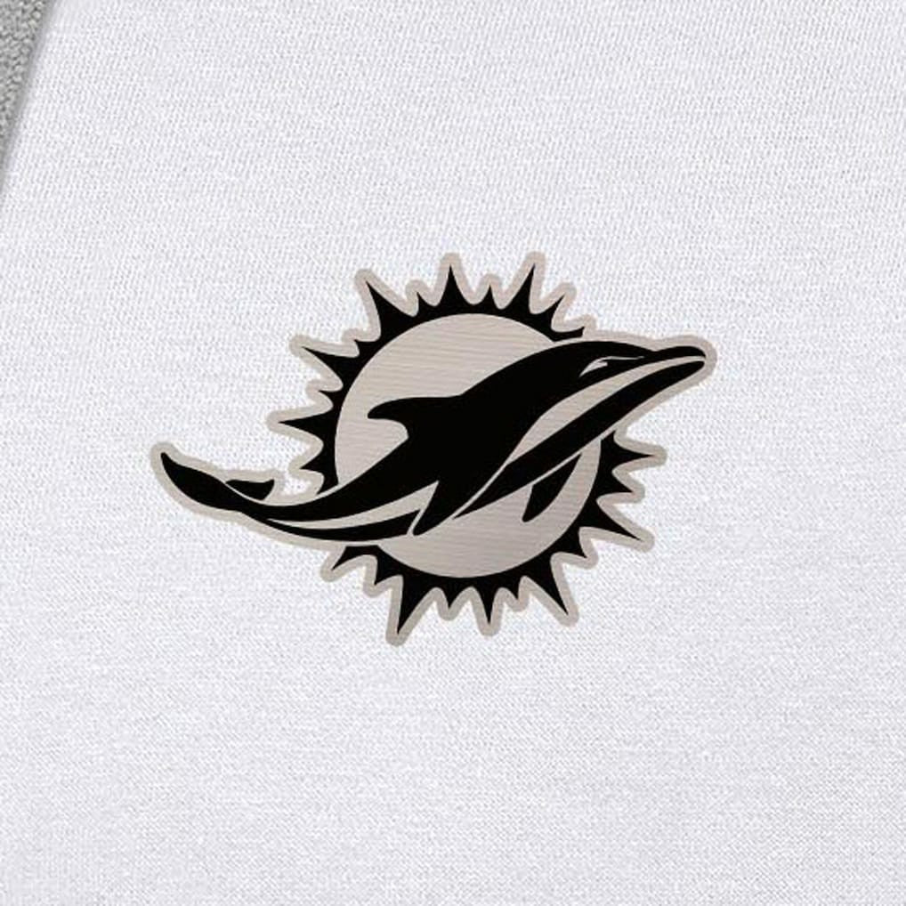 Miami Dolphins Antigua Brushed Carbon Victory Pullover Hoodie White