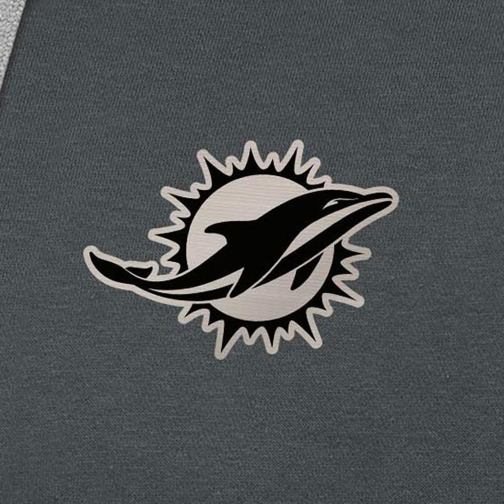 Miami Dolphins Antigua Brushed Carbon Victory Pullover Hoodie Charcoal