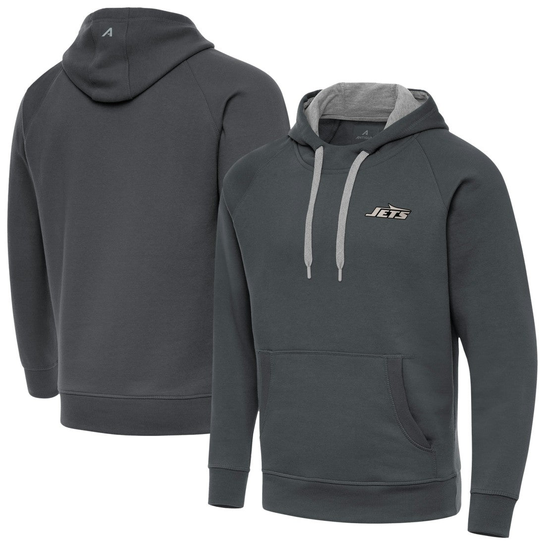 New York Jets Antigua Brushed Carbon Victory Pullover Hoodie Charcoal