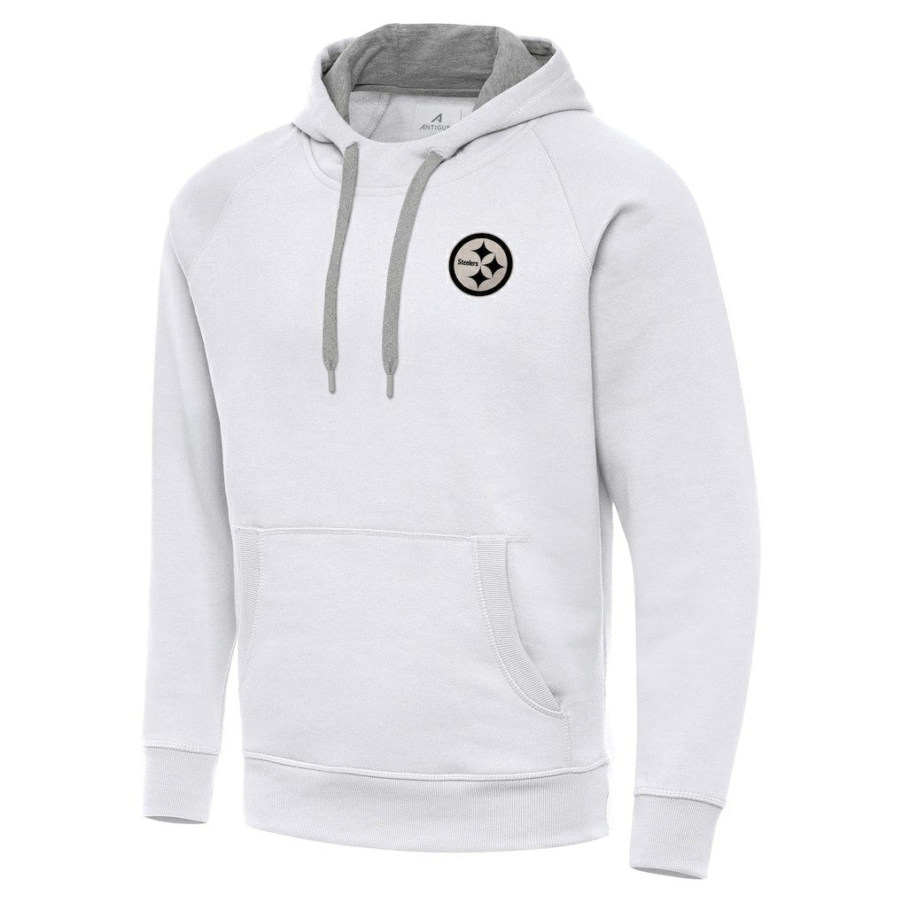 Pittsburgh Steelers Antigua Brushed Carbon Victory Pullover Hoodie White