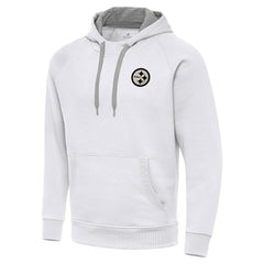 Pittsburgh Steelers Antigua Brushed Carbon Victory Pullover Hoodie White