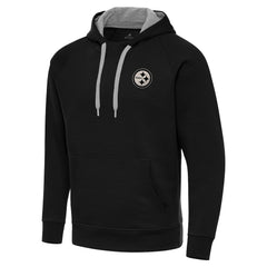 Pittsburgh Steelers Antigua Brushed Carbon Victory Pullover Hoodie Black