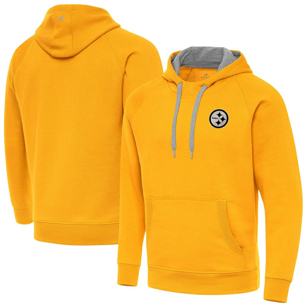 Pittsburgh Steelers Antigua Brushed Carbon Victory Pullover Hoodie Gold