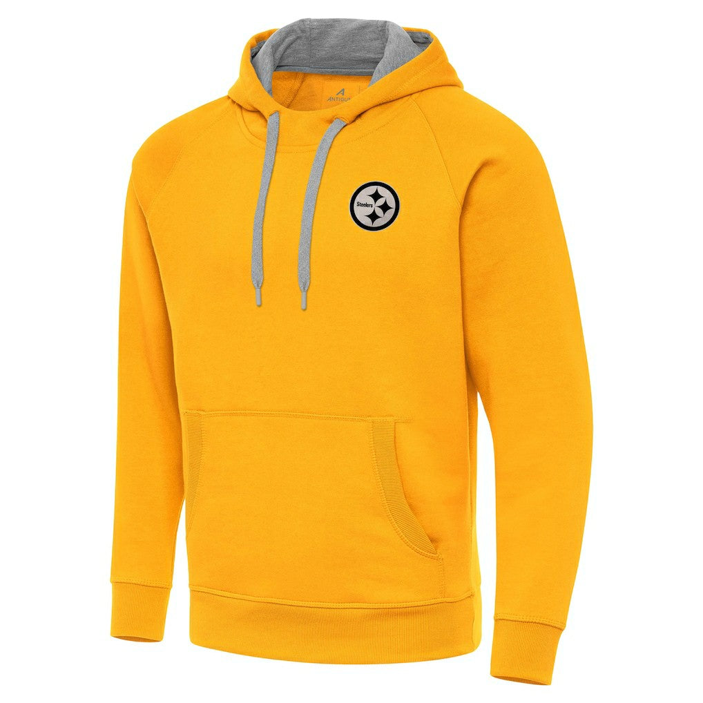 Pittsburgh Steelers Antigua Brushed Carbon Victory Pullover Hoodie Gold