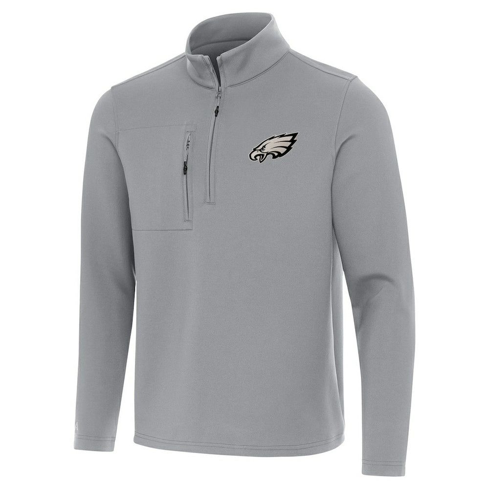 Philadelphia Eagles Antigua Insider Quarter-Zip Top Gray