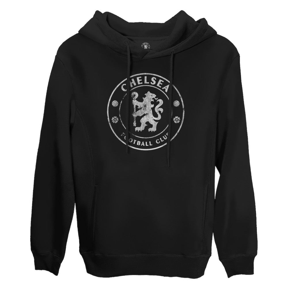 Chelsea 1863FC Monochrome Badge Fleece Pullover Hoodie Black