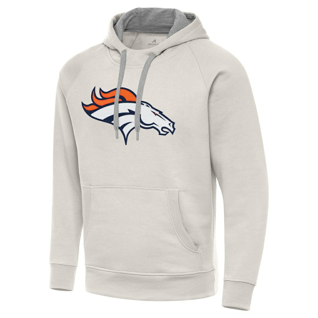 Denver Broncos Antigua Victory Raglan Pullover Hoodie Cream