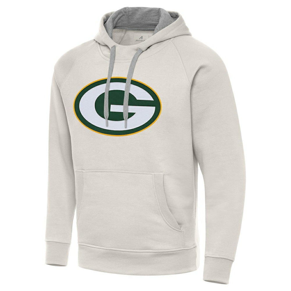 Green Bay Packers Antigua Victory Raglan Pullover Hoodie Cream
