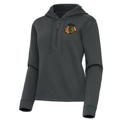 NHL Chicago Blackhawks Antigua Women's Contemporary Quarter-Zip Hoodie - Pewter