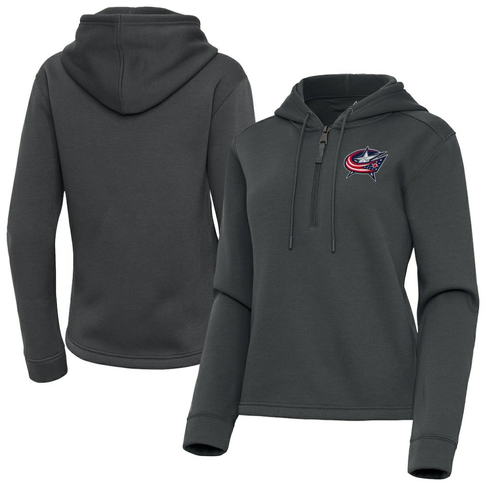 NHL Columbus Blue Jackets Antigua Women's Contemporary Quarter-Zip Hoodie - Pewter